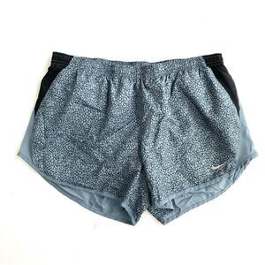 Nike Dri-Fit Running Athletic Shorts Blue Black Pebbled Print Medium
